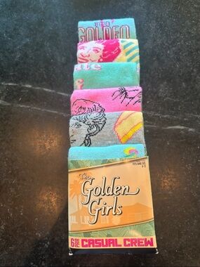 The Golden Girls Casual Crew Socks - 6 Pack (Pink, Teal, Gray)